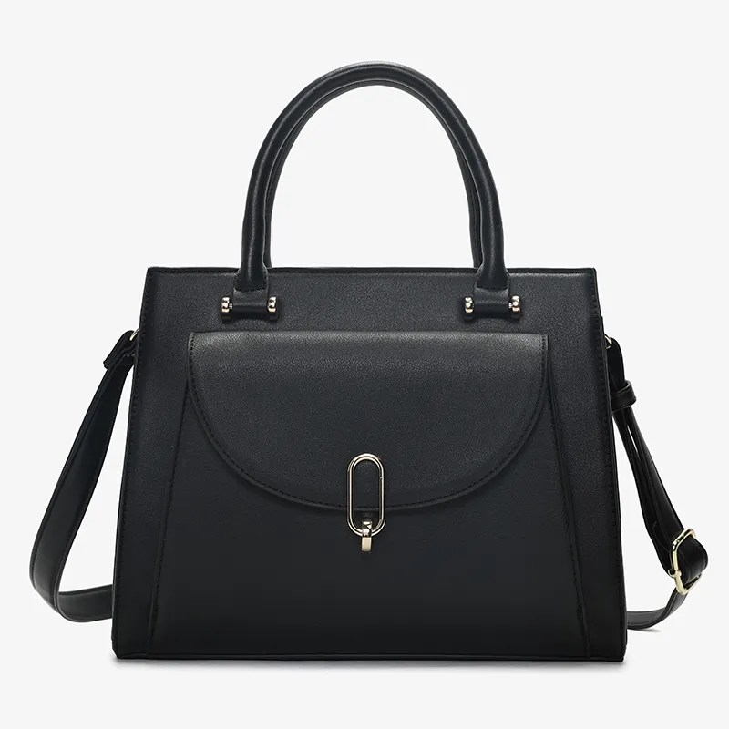 বিগ স্কয়ার ব্র্যান্ডেড ক্রস বডি স্ট্রাকচার্ড লেদার টোট ব্যাগ